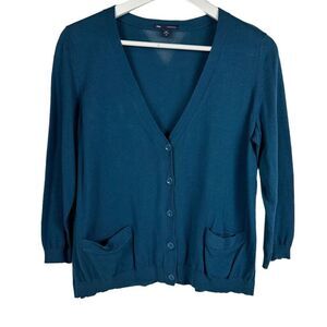 Gap Cotton Jade Cardigan size Medium 3/4 sleeve Button Front